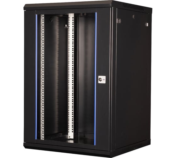Шкаф 19 телекоммуникационный настенный DATAREX 18U 901x600x600 мм, дверь стекло, черный DR-635101