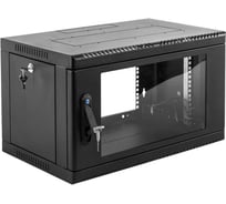 Шкаф телекоммуникационный ЦМО настенный, сварной, 6U, 600х350, съемные стенки, дверь стекло, черный ШРН-6.350-9005