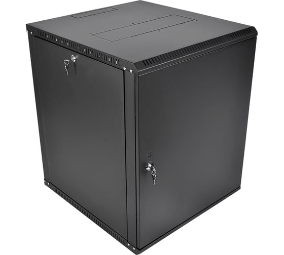 Шкаф ЦМО 19 телеком навесной разборный ЭКОНОМ 12U (600 × 650), съёмные стенки, дверь металл, чёрный ШРН-Э-12.650.1-9005