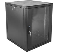 Шкаф телекоммуникационный настенный сварной ЦМО 12U (600 × 650) съёмные стенки, дверь стекло, чёрный ШРН-12.650-9005