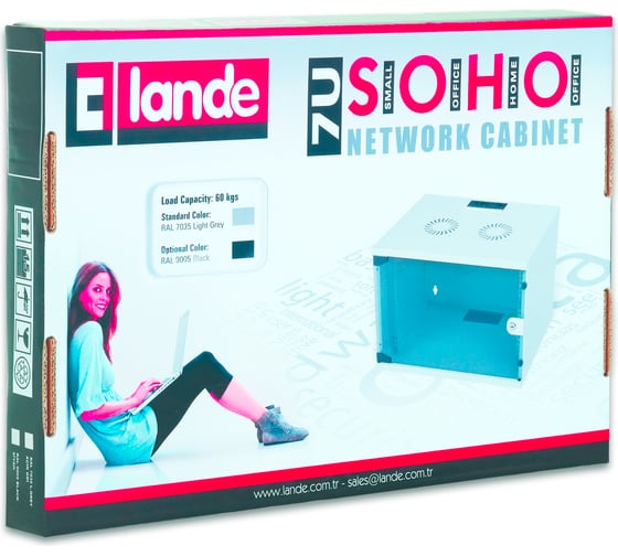 Настенный шкаф LANDE NETbox SOHO 19" LN-SH07U5440-LG-F0-1