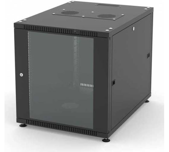 Шкаф напольный Filum 19'', 12U NETWORK (ШxГxВ) 600x600x623 мм, двери: стеклянная/сплошная металл, цвет черный RAL9005 FL-NT-1266GM1M-BK