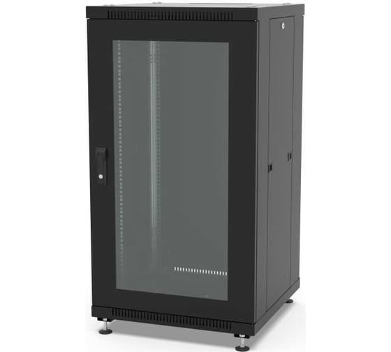 Шкаф напольный Filum 19, 22U NETWORK (ШxГxВ) 600x600x1098 мм, двери: стеклянная/сплошная металл, цвет черный RAL9005 FL-NT-2266GM1M-BK 1