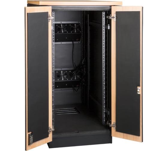 Шкаф LANMASTER SOUNDPROOF звукоизолированный, 18U, 750x1130 мм, цвет лиственница LAN-DC-CBSP-18U-WD