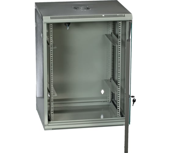 Серверный настенный шкаф W&T 15U 600х500 19 дюймов серый C156050GWTWOF