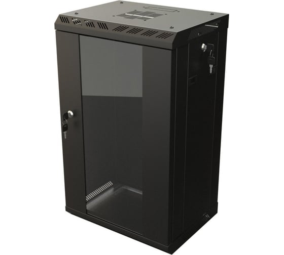 Настенный шкаф Hyperline TDB-6U-GP-RAL9004 10'', 6U, 366,5х390х300, уст. размер 254 мм 445487