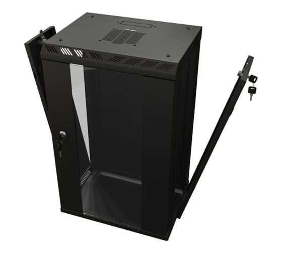 Настенный шкаф Hyperline TDB-6U-GP-RAL9004 10'', 6U, 366,5х390х300, уст. размер 254 мм 445487