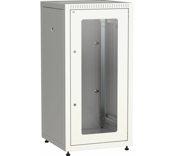Шкаф IEK ITK LINEA E 24U 600х600мм двери 2шт стеклянная и металлическая серый LE35-24U66-GM 1