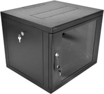 Шкаф ЦМО 19 телеком навесной разборный 9U ( 600 × 520) съемные стенки, дверь стекло, чёрный ШРН-М-9.500-9005