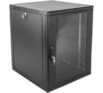 Шкаф настенный 19", 12U ЦМО ШРН-12.350-9005 телекоммуникационный сварной (600 × 350) съёмные стенки, дверь стекло, чёрный, 00-01143745