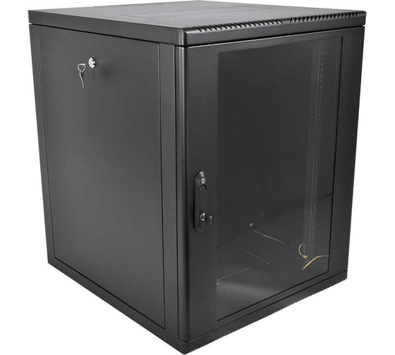 Шкаф ЦМО 19 телеком навесной разборный 12U 600 × 650 съемные стенки, дверь стекло, чёрный ШРН-М-12.650-9005 1