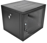 Шкаф ЦМО 19 телеком навесной разборный 9U (600 × 650) съемные стенки, дверь стекло, чёрный ШРН-М-9.650-9005