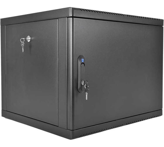 Шкаф ЦМО 19 телеком навесной разборный 9U (600 × 650) съемные стенки, дверь металл, чёрный ШРН-М-9.650.1-9005 1