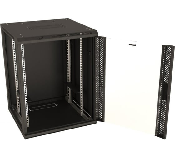 Настенный 19-дюймовый шкаф Hyperline TWB-FC-1866-GP-RAL9004, 18U, 920x600x600мм, черный, 395560