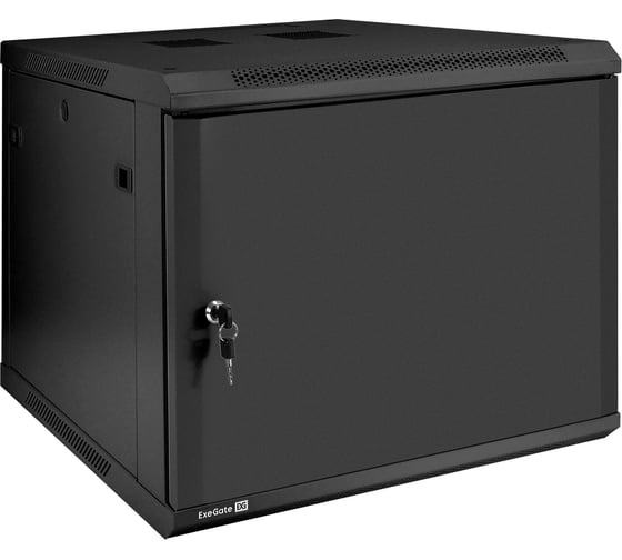 Шкаф телекоммуникационный ExeGate 19 настенный 9U EC-WM-9U.600.M.BLACK 19”, 9U, 600x600x500mm ШхГхВ , передняя дверь металл, съемные боковые панели 298620 1
