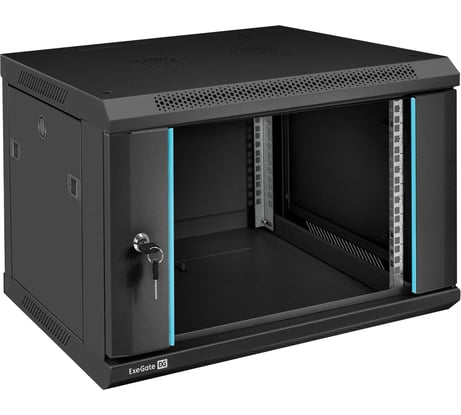 Шкаф телекоммуникационный ExeGate 19 настенный 6U EC-WM-6U.450.G.BLACK 19”, 6U, 600x450x370mm ШхГхВ, передняя дверь закаленное стекло, съемные боковые панели 298605