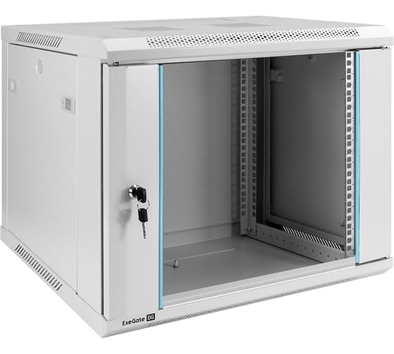 Шкаф телекоммуникационный ExeGate 19 настенный 9U EC-WM-9U.450.G.GREY 19”, 9U, 600x450x500mm ШхГхВ , передняя дверь закаленное стекло, съемные боковые панели 298601 1