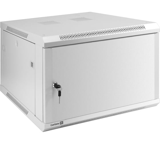 Шкаф телекоммуникационный ExeGate 19 настенный 6U EC-WM-6U.600.M.GREY 19”, 6U, 600x600x370mm ШхГхВ, передняя дверь металл, съемные боковые панели 298612 1
