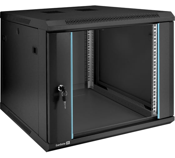 Шкаф телекоммуникационный ExeGate 19 настенный 9U EC-WM-9U.600.G.BLACK 19”, 9U, 600x600x500mm ШхГхВ, передняя дверь закаленное стекло, съемные боковые панели 298608 1