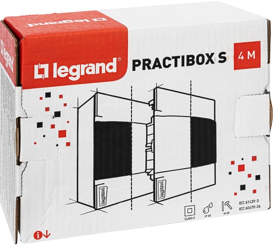 Пластиковый щиток Legrand Practibox S  Навесной 1X4 Дымчатая дверь 134614