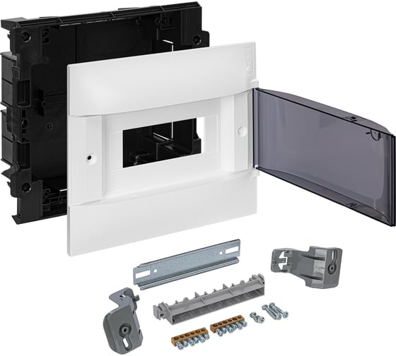 Пластиковый щиток Legrand Practibox S  Встраиваемый 1X8 Дымчатая дверь 134558