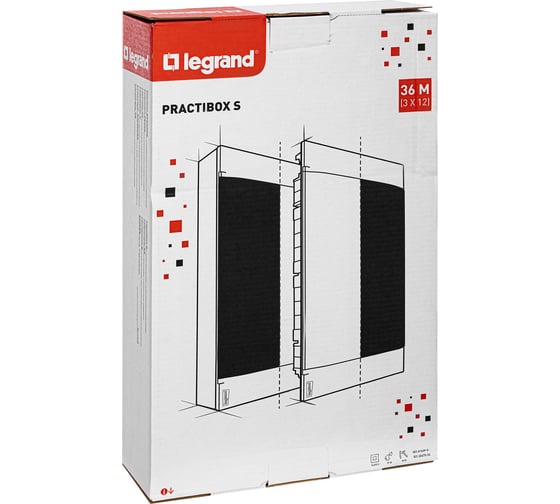 Пластиковый щиток Legrand Practibox S  Встраиваемый 3X12 Дымчатая дверь 135553