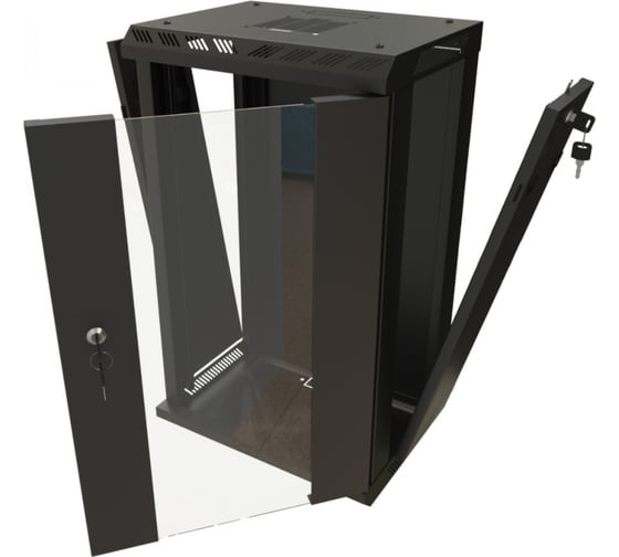 Настенный шкаф Hyperline TDB-9U-GP-RAL9004 10'', 9U, 499,5х390х300, установочный размер 254 мм, со с 445488