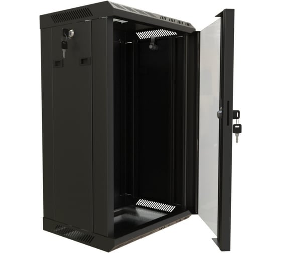Настенный шкаф Hyperline TDB-9U-GP-RAL9004 10'', 9U, 499,5х390х300, установочный размер 254 мм, со с 445488