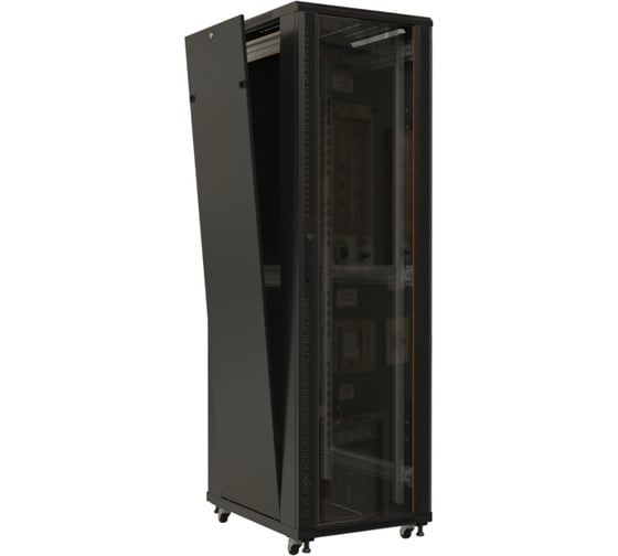 Напольный 19-дюймовый шкаф Hyperline TTB-4768-AS-RAL9004, 47U, 2277x600x800 мм, черный, 392697