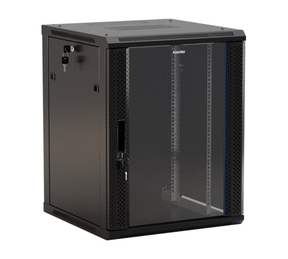 Настенный 19-дюймовый шкаф Hyperline TWB-1866-GP-RAL9004, 18U, 908x600x600мм, черный, 392642
