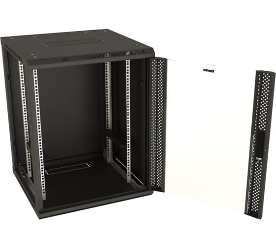 Настенный 19-дюймовый шкаф Hyperline TWB-1866-GP-RAL9004, 18U, 908x600x600мм, черный, 392642