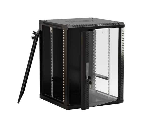 Настенный 19-дюймовый шкаф Hyperline TWB-FC-1266-GP-RAL9004, 12U, 662x600x600мм, черный, 395516 1
