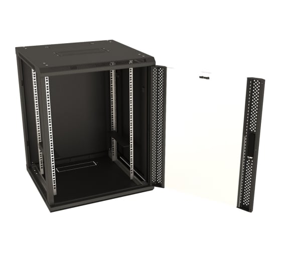 Настенный 19-дюймовый шкаф Hyperline TWB-FC-1266-GP-RAL9004, 12U, 662x600x600мм, черный, 395516