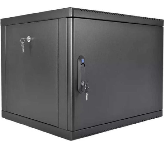 Шкаф 19 телеком навесной разборный ЦМО 9U ( 600 × 520) съемные стенки, дверь металл, чёрный ШРН-М-9.500.1-9005 1