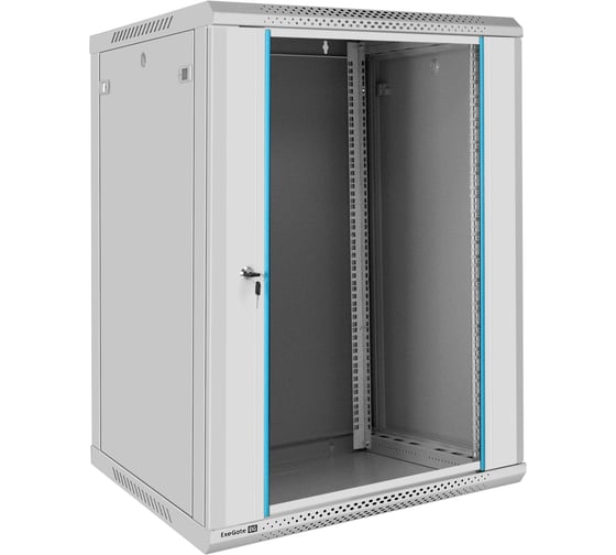 Шкаф телекоммуникационный ExeGate 19 настенный 18U EC-WM-18U.600.G.GREY 19”, 18U, 600x600x901mm ШхГхВ , передняя дверь закаленное стекло, съемные боковые панели 300271