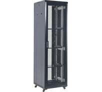 Телекоммуникационный напольный шкаф REXANT 19 42U 600x800x2055мм, дверь перфорация, черный (RAL 9005) 04-4268-232