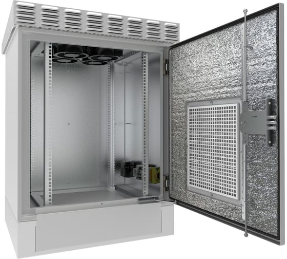 Антивандальный уличный термошкаф АМАДОН из листовой стали с обогревом и вентиляцией. Габариты, мм: Ш750хВ600хГ800. ТША316.А-75.12U.80-ST