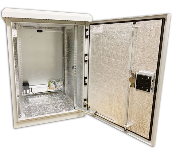 Антивандальный уличный термошкаф АМАДОН из листовой стали с обогревом. Габариты, мм: Ш630хВ600хГ600. ТША310.А-63.12U.60-ST