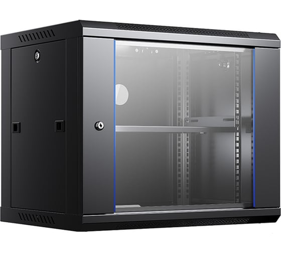 Шкаф навесной настенный ANDELI IT-корпус серверный 9U 600х450х502мм стеклянная дверь с замком чёрный SPL11-03