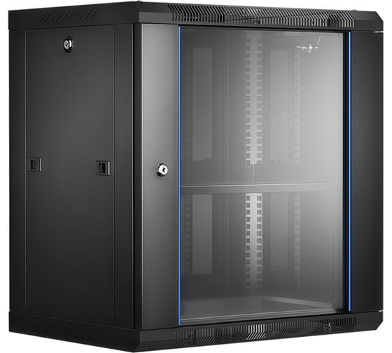 Шкаф навесной настенный ANDELI IT-корпус серверный 12U 600х450х642мм стеклянная дверь с замком чёрный SPL11-04