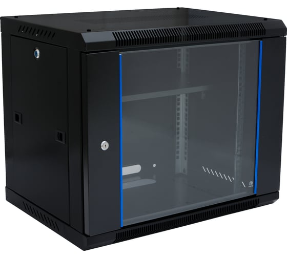 Шкаф навесной настенный ANDELI IT-корпус серверный 6U 600х450х352мм стеклянная дверь с замком чёрный SPL11-02