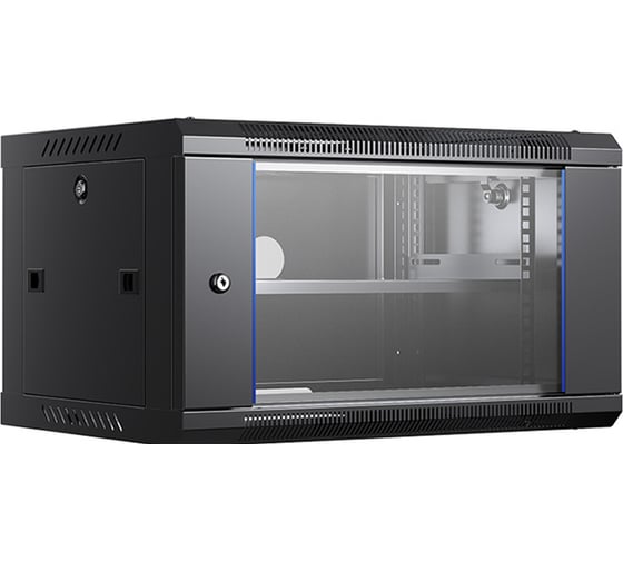 Шкаф навесной настенный ANDELI IT-корпус серверный 6U 600х450х352мм стеклянная дверь с замком чёрный SPL11-02