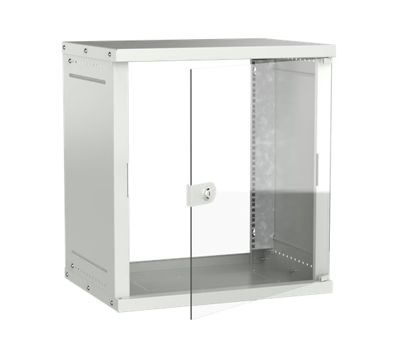 Шкаф настенный GENERICA 12U 600х450мм стеклянная дверь серый LWE3-12U64-GF-G