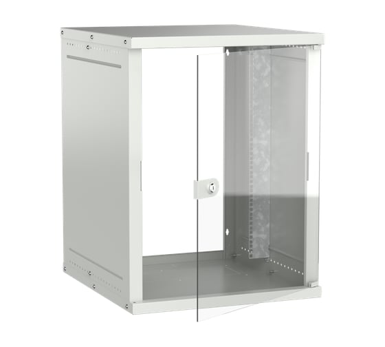 Шкаф настенный GENERICA 15U 600х650мм стеклянная дверь серый LWE3-15U67-GF-G