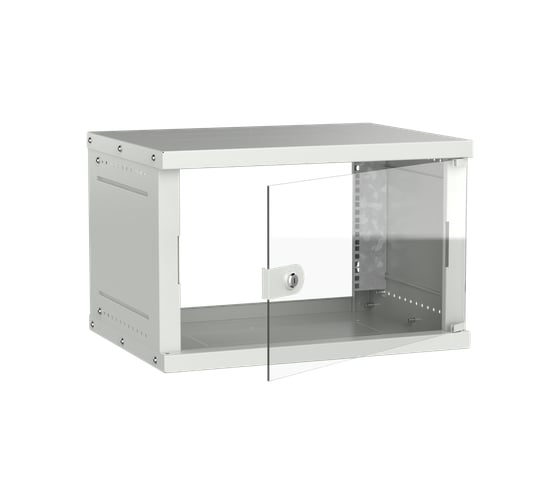 Шкаф настенный GENERICA 6U 600х450мм стеклянная дверь серый LWE3-06U64-GF-G