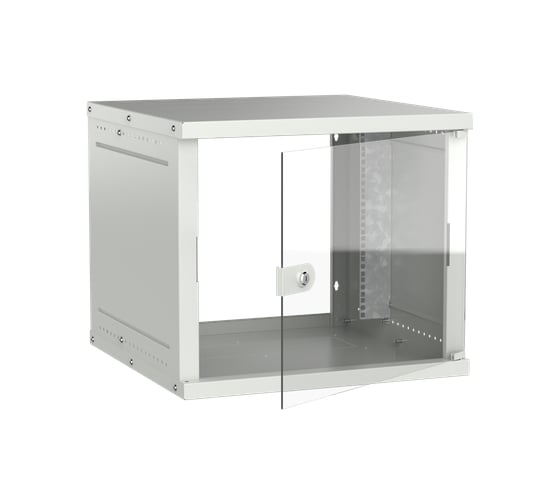 Шкаф настенный GENERICA 9U 600х600мм стеклянная дверь серый LWE3-09U66-GF-G