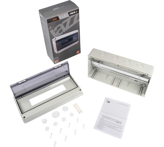 Распределительный бокс модульный навесной Jazzway PDB/W 4018 серый с прозрачной крышкой 18 модулей 5072121
