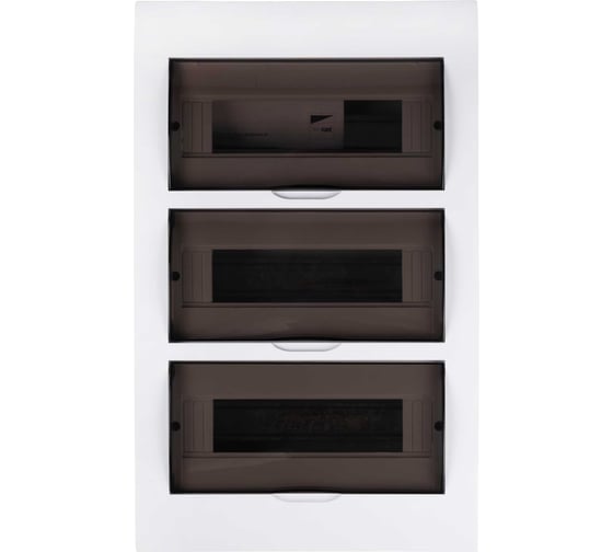 Распределительный бокс модульный встраиваемый Jazzway PDB/R 1036 белый с прозрачной крышкой 36 модуе 5071780 1