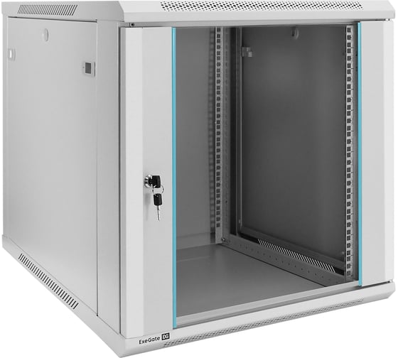 Шкаф телекоммуникационный ExeGate 19 настенный 12U EC-WM-12U.600.G.GREY 19”, 12U, 600x600x635мм ШхГхВ, передняя дверь закаленное стекло, съемные боковые панели 298604