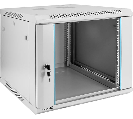 Шкаф телекоммуникационный ExeGate 19 настенный 9U EC-WM-9U.600.G.GREY 19”, 9U, 600x600x500мм ШхГхВ, передняя дверь закаленное стекло, съемные боковые панели 298602